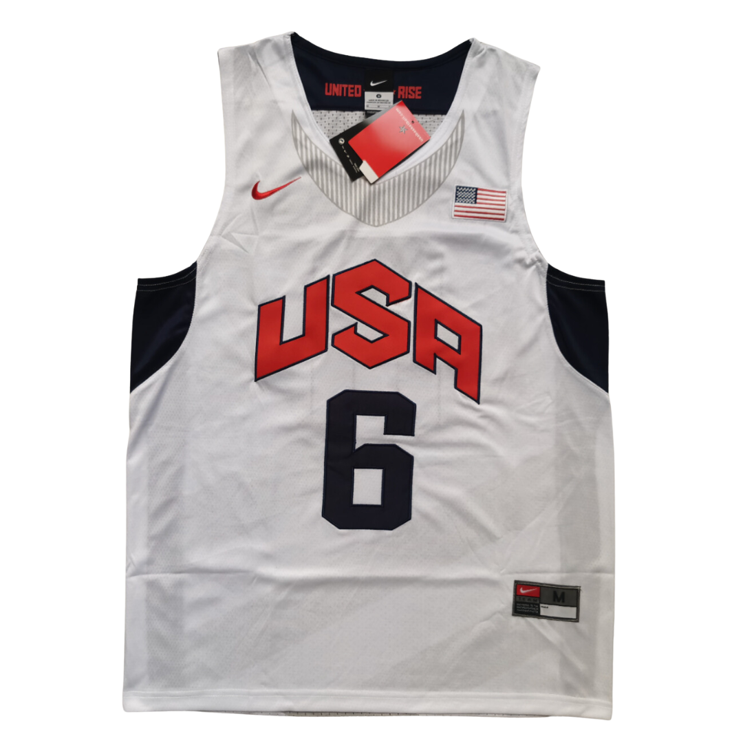 Nike USA James 6 ユニフォーム 2012 Olympics Team USA 6 LeBron James White Stitched Jersey