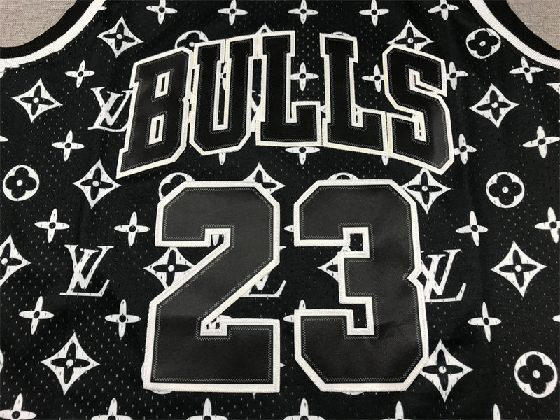 Michael Jordan #23 Louis Vuitton LV Chicago Bulls BLACK NBA Swingman Jersey