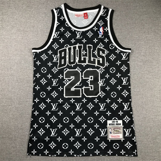 Michael Jordan #23 Louis Vuitton LV Chicago Bulls BLACK NBA Swingman Jersey