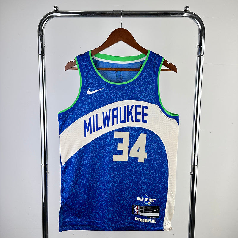 Giannis Antetokounmpo Milwaukee Bucks City Edition 2023-34 NBA Swingman Basketball Jersey