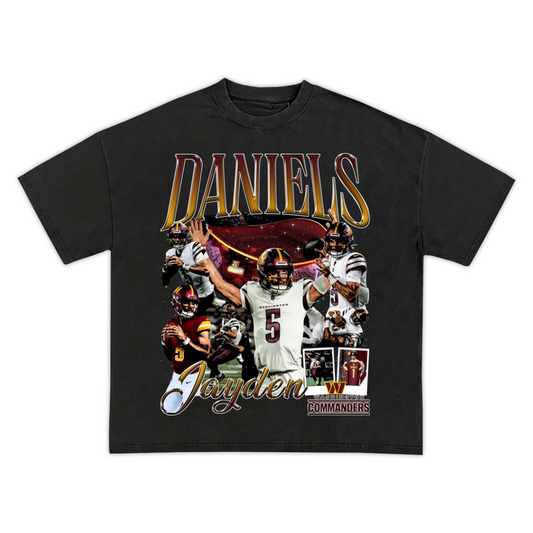 JAYDEN DANIELS ROOKIE VINTAGE GRAPHIC TEE - WASHINGTON COMMANDERS BLACK