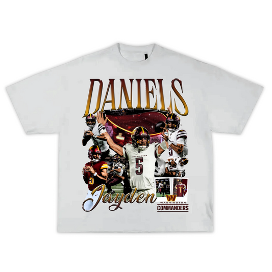 JAYDEN DANIELS ROOKIE VINTAGE GRAPHIC TEE - WASHINGTON COMMANDERS WHITE