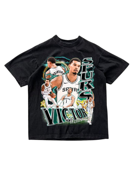 VICTOR WEMBANYAMA ALIEN SAN ANTONIO SPURS 2025 VINTAGE GRAPHIC TEE
