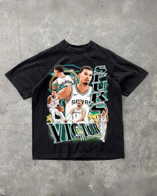 VICTOR WEMBANYAMA ALIEN SAN ANTONIO SPURS 2025 VINTAGE GRAPHIC TEE