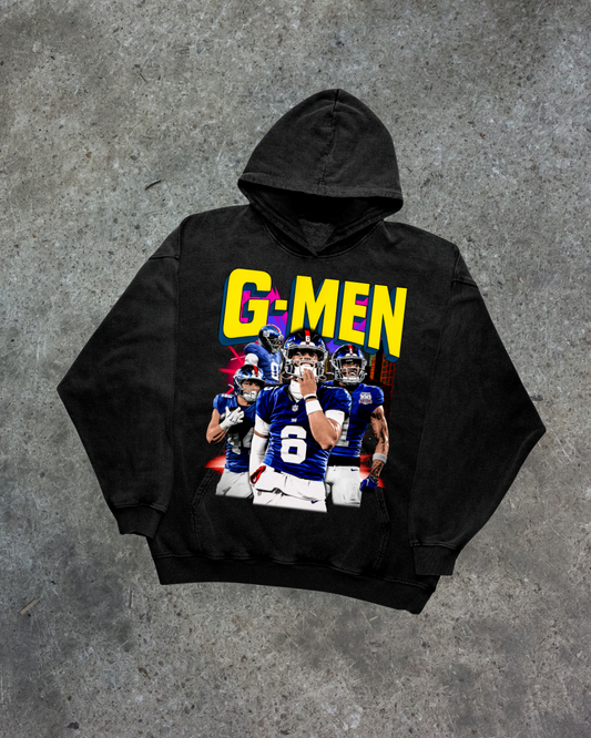 JAXSON DART X-MEN NEW YORK GIANTS 'G-MEN' 2025 NFL VINTAGE GRAPHIC HOODIE
