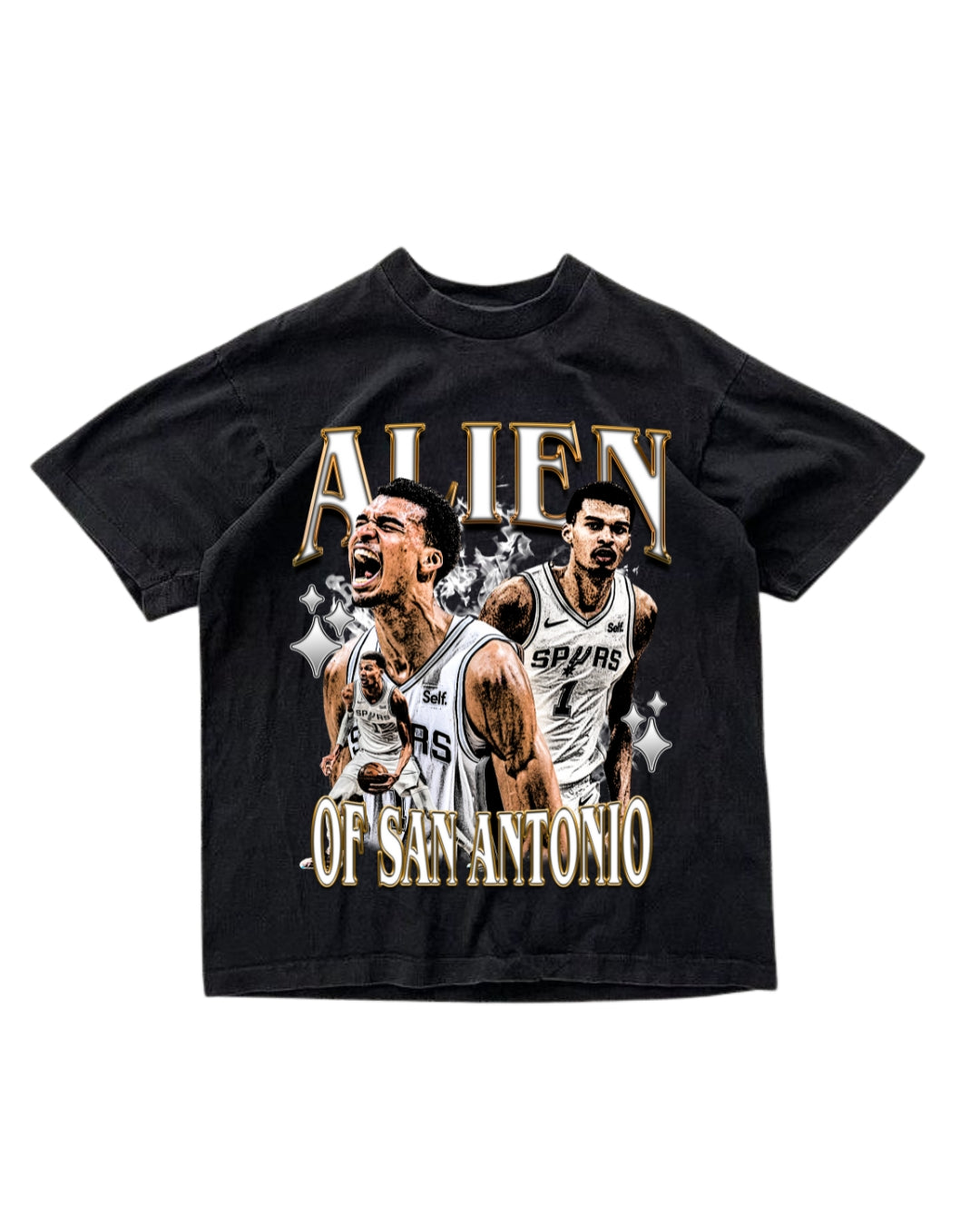 VICTOR WEMBANYAMA ROOKIE ALIEN NBA VINTAGE GRAPHIC TEE - SAN ANTONIO SPURS