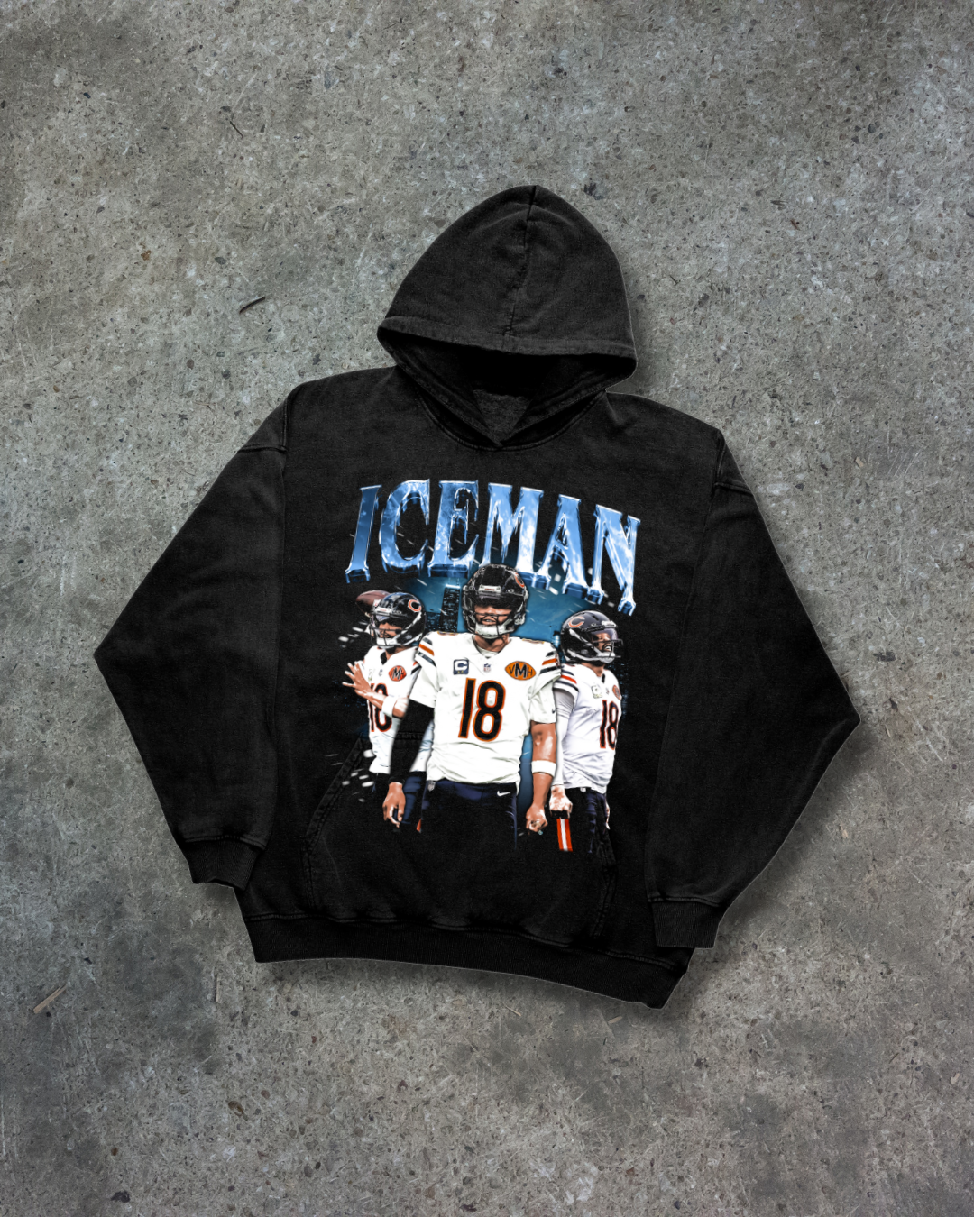 CALEB WILLIAMS ICEMAN CHICAGO BEARS 2025 VINTAGE GRAPHIC HOODIE