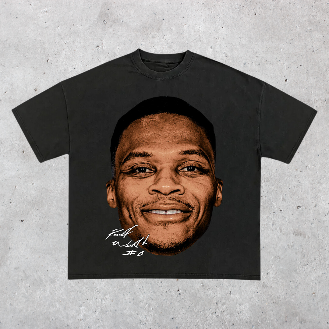 RUSSELL WESTBROOK FACES NBA VINTAGE GRAPHIC TEE - DENVER NUGGETS