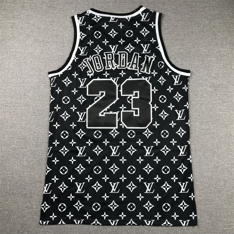 Michael Jordan #23 Louis Vuitton LV Chicago Bulls BLACK NBA Swingman Jersey