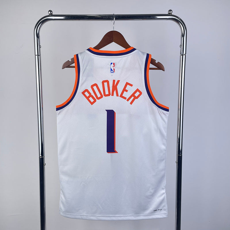 Devin Booker #1 Phoenix Suns NBA White Association Edition 2024-25 Swingman Jersey