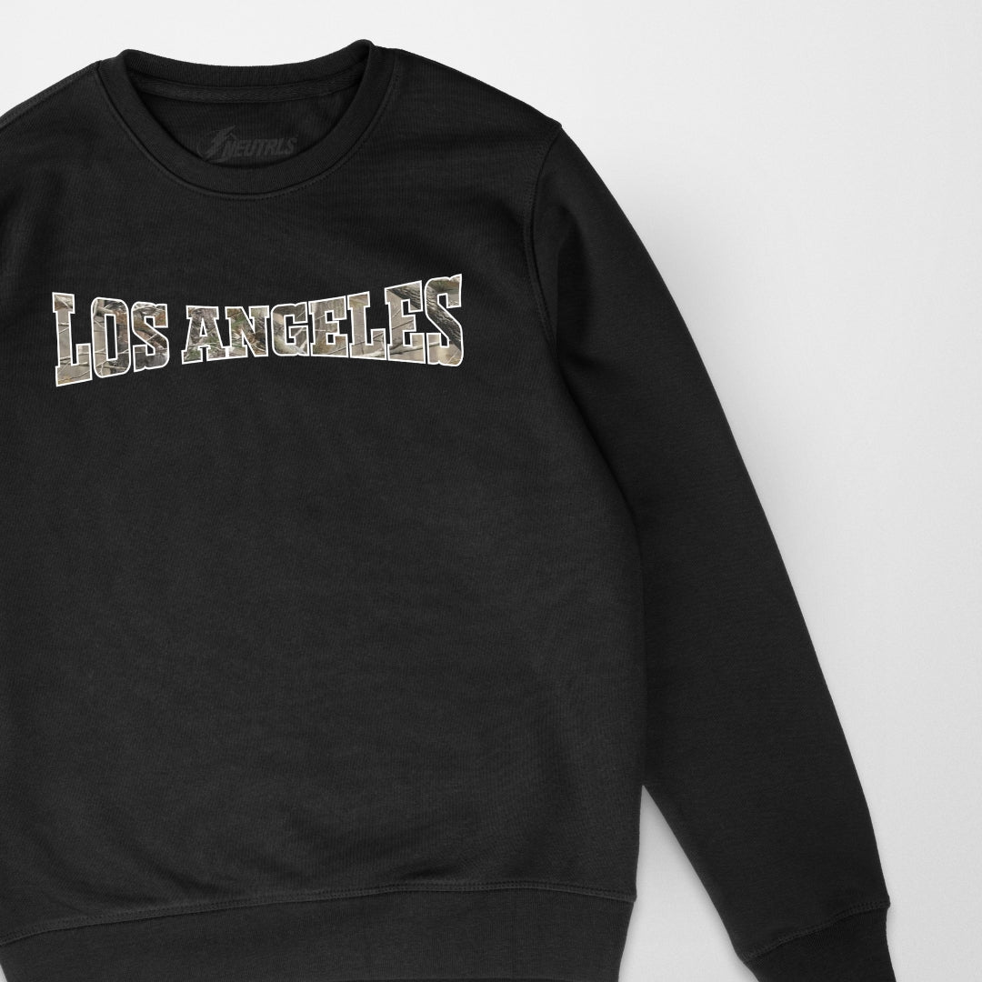 LOS ANGELES MILITARY CREWNECK SWEATER - BLACK