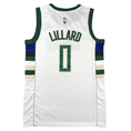 Load image into Gallery viewer, Dame Lillard #0 Milwaukee Bucks Swingman White NBA Jersey
