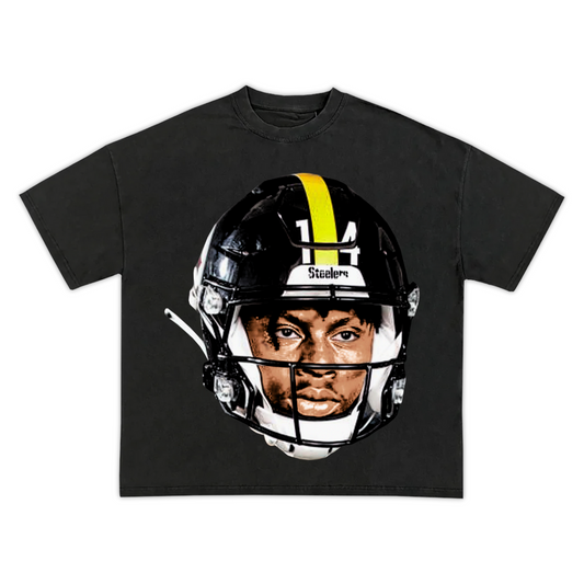 GEORGE PICKENS NFL HELMET VINTAGE GRAPHIC TEE - PITTSBURGH STEELERS