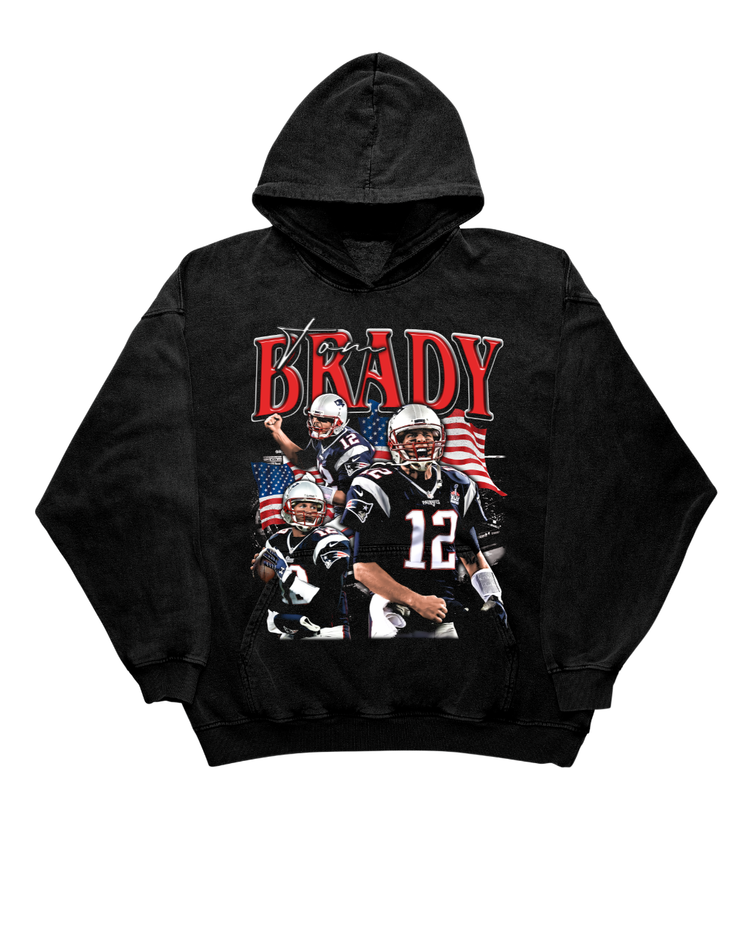 TOM BRADY 'USA' NEW ENGLAND PATRIOTS 2025 VINTAGE GRAPHIC HOODIE