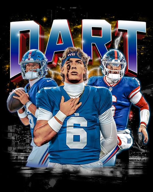JAXSON DART NYC QB1 NEW YORK GIANTS 2025 NFL VINTAGE GRAPHIC TEE