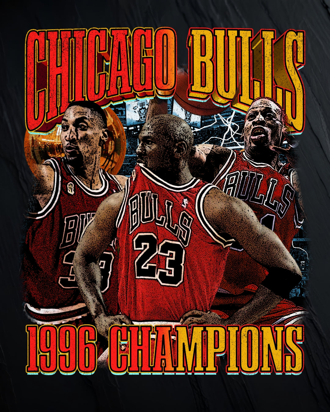 CHICAGO BULLS 1996 CHAMPIONS NBA VINTAGE GRAPHIC TEE