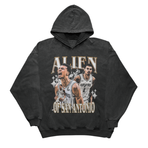 VICTOR WEMBANYAMA ALIEN NBA VINTAGE HOODIE - SAN ANTONIO SPURS