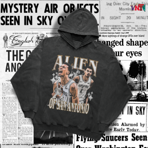 VICTOR WEMBANYAMA ALIEN NBA VINTAGE HOODIE - SAN ANTONIO SPURS