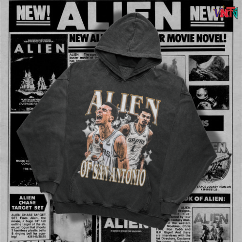 VICTOR WEMBANYAMA ALIEN NBA VINTAGE HOODIE - SAN ANTONIO SPURS