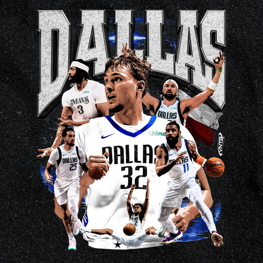 DALLAS MAVERICKS 2025-26 VINTAGE GRAPHIC TEE (Cooper Flagg, Anthony Davis, Klay Thompson)