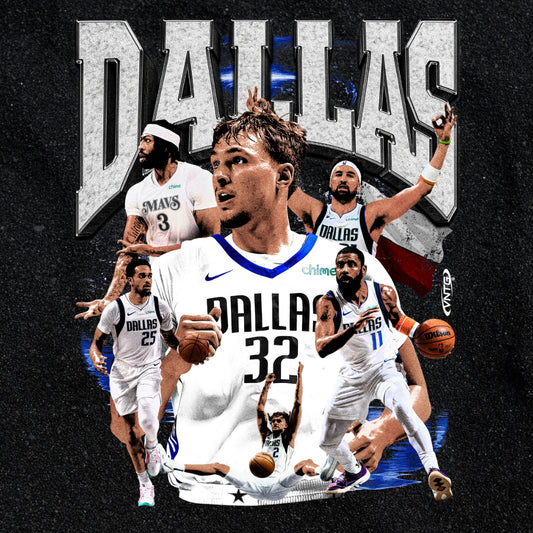 DALLAS MAVERICKS 2025-26 VINTAGE GRAPHIC TEE (Cooper Flagg, Anthony Davis, Klay Thompson)