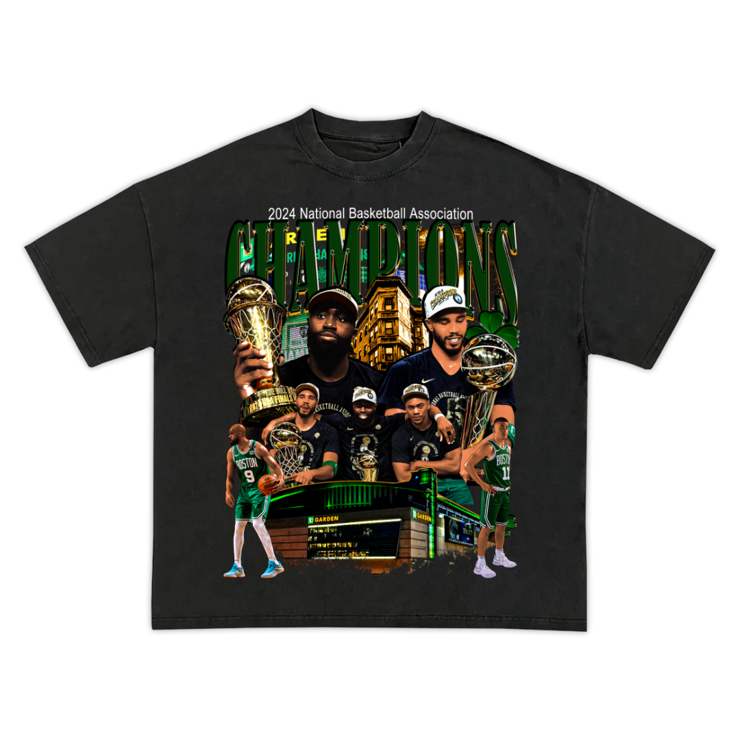 BOSTON CELTICS 2024 CHAMPIONS NBA VINTAGE GRAPHIC TEE