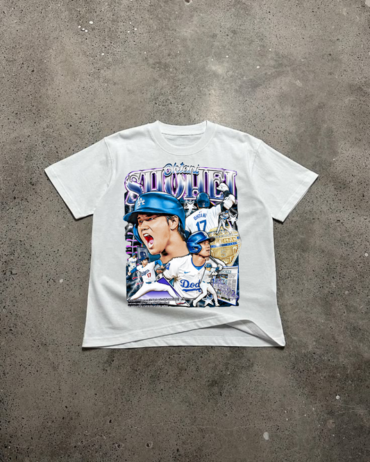 SHOHEI OHTANI LOS ANGELES DODGERS WORLD SERIES CHAMP VINTAGE GRAPHIC TEE