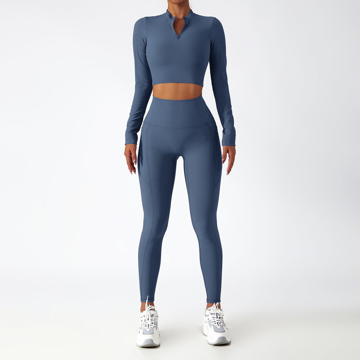 Los Angeles Ribbed Sports Bra & Leggings Set - AQUA