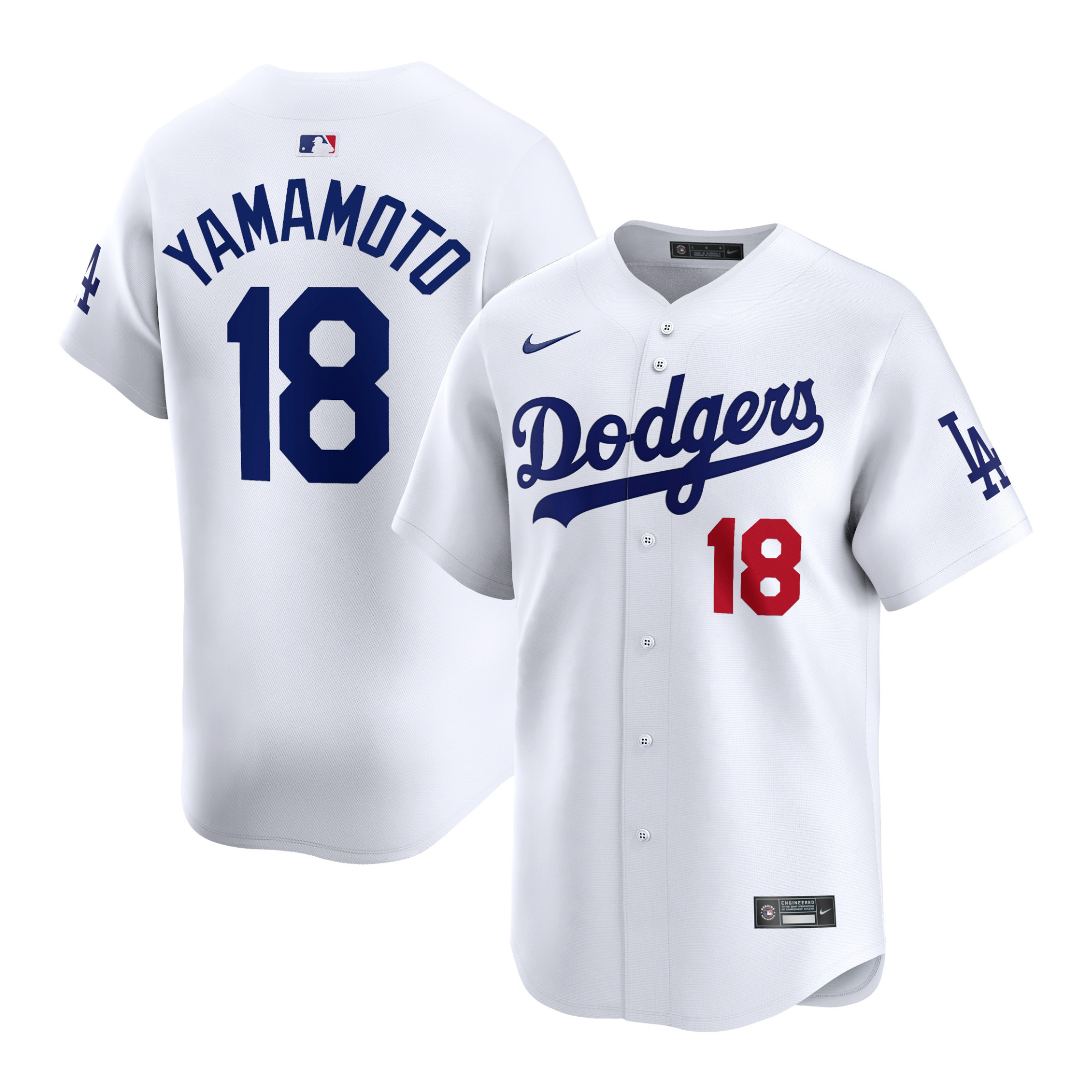 Yoshi Yamamoto #18 Los Angeles Dodgers 2025 White Home Limited Player Swingman Jersey